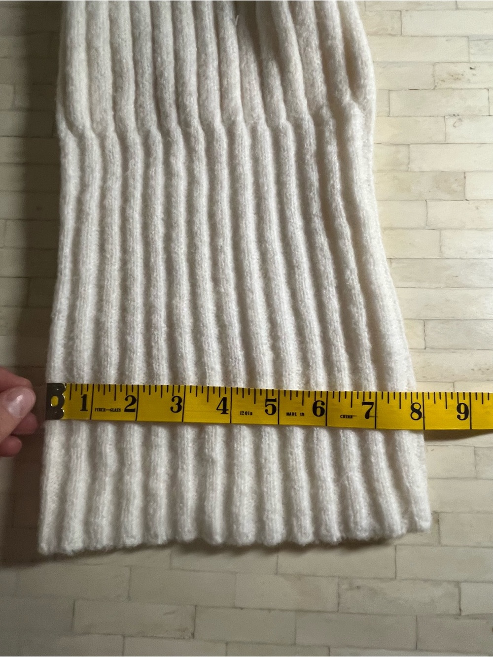 Anthropologie Maeve Cream Ribbed Knit Hat - Picture 7 of 8